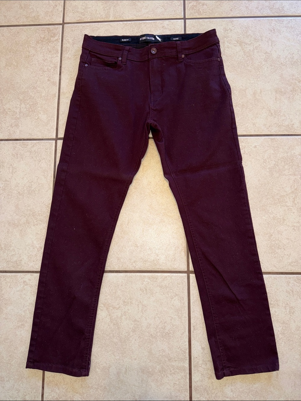 Slim Straight Men's Jeans in Deep Burgundy -